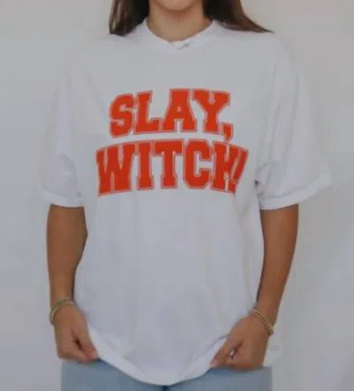 Friday + Saturday Slay Witch T-shirt In White
