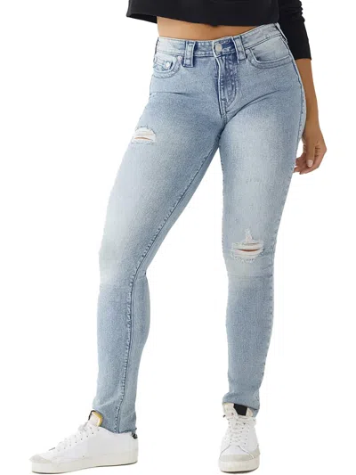 True Religion Stella Womens Mid-rise Destroyed Skinny Jeans In Multi