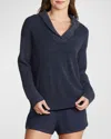 Barefoot Dreams Cozychic Ultra Lite Shawl-collar Pullover In Indigo