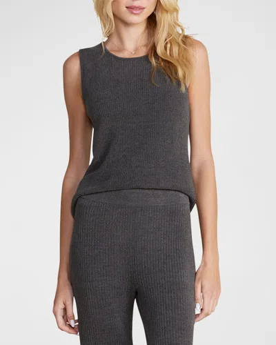 Barefoot Dreams Cozychic Ultra Lite Ribbed Crewneck Tank In Carbon