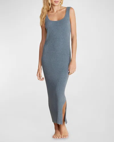 Barefoot Dreams Cozychic Ultra Lite Ribbed Bodycon Maxi Dress In Blue Cove