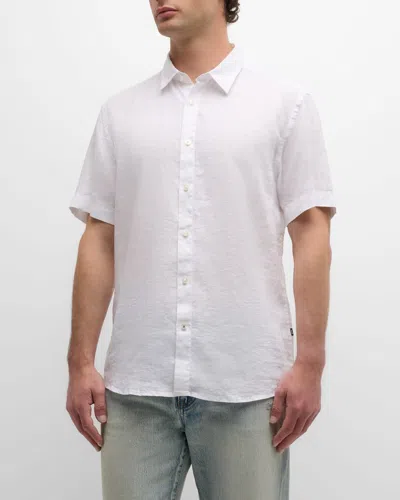 Hugo Boss Men's Solid Short-sleeve Leisure Shirt In Wht