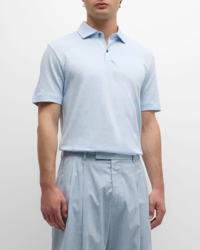Hugo Boss Regular-fit Polo Shirt In Cotton And Linen In Light Blue