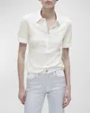 Rag & Bone Short-sleeve Mixed Media Polo Shirt In White