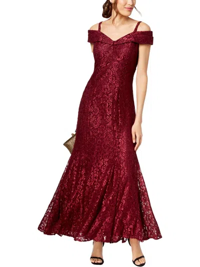 R & M Richards Womens Lace Formal Evening Dress In Red