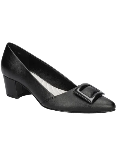 Easy Street Dali Womens Faux Leather Pointed Toe Pumps In Black