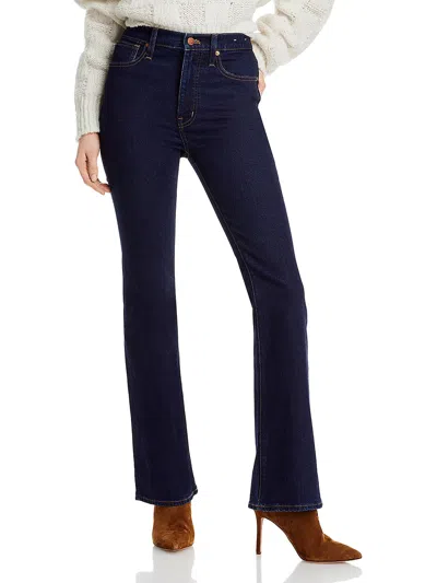Madewell Womens High Rise Dark Wash Flare Jeans In Blue