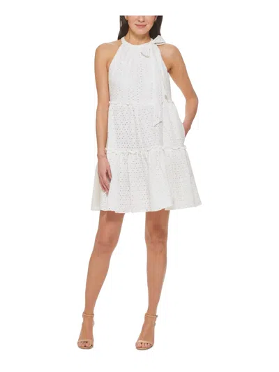 Vince Camuto Womens Summer Mini Halter Dress In White