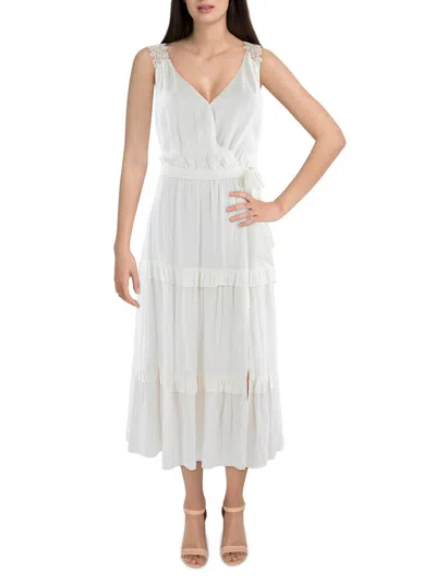 Paige Riviera Womens Lace Trim Long Maxi Dress In White