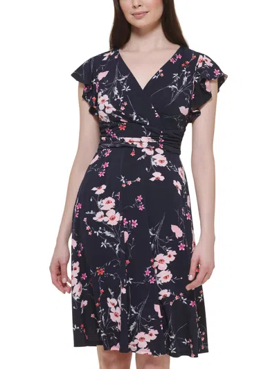 Jessica Howard Womens Floral Short Wrap Dress In Multi
