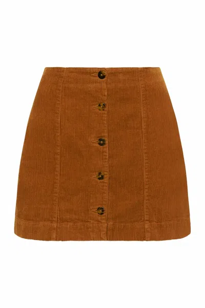Spell Faye Corduroy Mini Skirt In Caramel In Brown