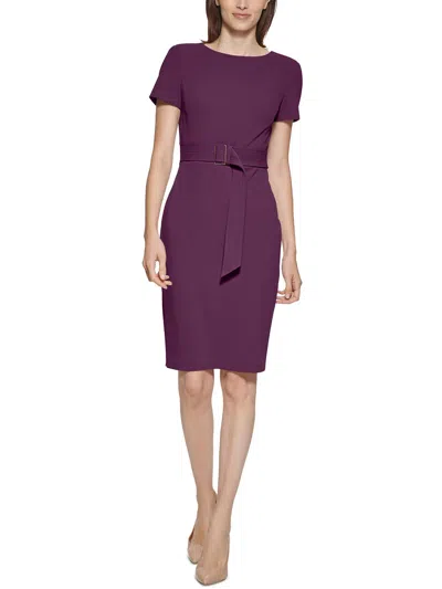 Calvin Klein Womens Business Midi Sheath Dress In Purple