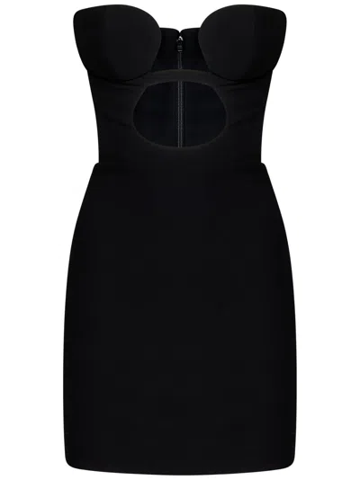 Nensi Dojaka Crepe Cutout Strapless Mini Dress In Black