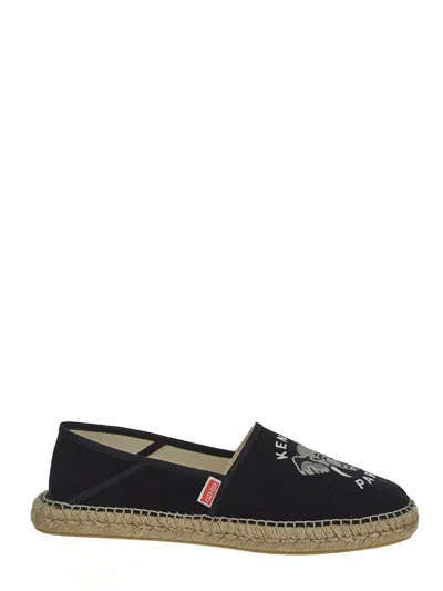 Kenzo Men's Embroidered Logo Canvas Espadrilles In Black