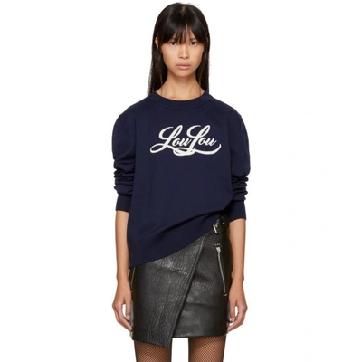 Saint Laurent Sweater With Loulou Embroidery In Blue