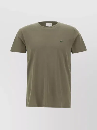 Lacoste Logo-patch Cotton T-shirt In Militare