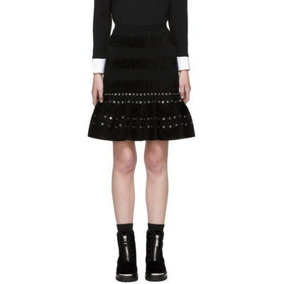 Alexander Mcqueen Eyelet Embellished Mini Skirt In Black