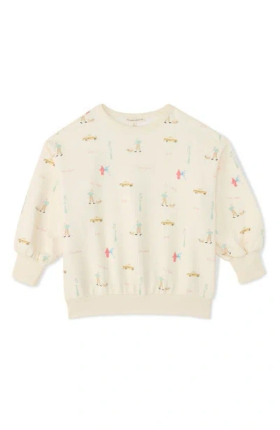 The Sunday Collective Kids' Weekend Organic Cotton Graphic Sweatshirt In Light Yellow