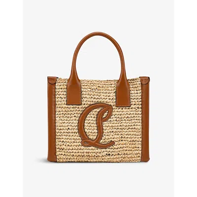 Christian Louboutin By My Side Mini Raffia Tote Bag In Natural