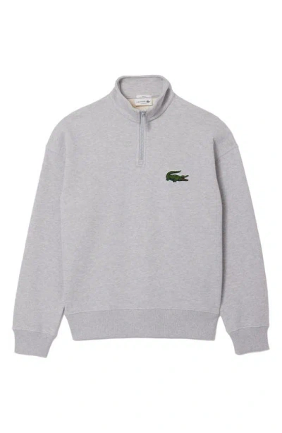 Lacoste Unisex High-neck Organic Cotton Zip-up Sweatshirt In Grey