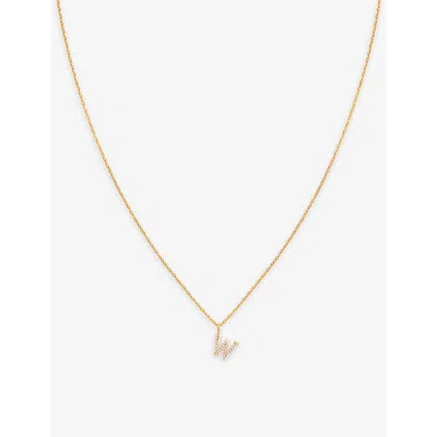 Astrid & Miyu Initial W 18ct Yellow Gold-plated Recycled Sterling-silver And Cubic Zirconia Pendant Necklace In 18ct Gold