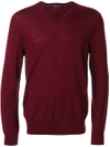 MICHAEL KORS MICHAEL KORS COLLECTION SLIM FIT KNITTED V-NECK JUMPER - RED,CF66K0C2DG12324629