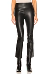 Sprwmn Crop Flare Embossed Leather Leggings In Black