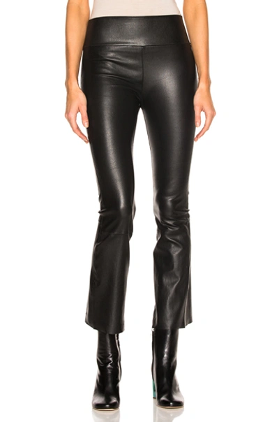 Sprwmn Cropped Flare Leather Leggings In Black