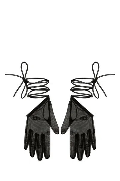 Givenchy 4g Tulle Mini Asymmetrical Gloves In Black
