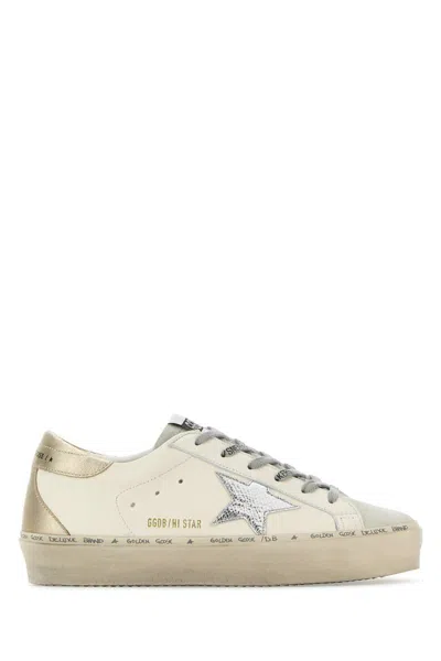 Golden Goose White Leather Hi Star Sneakers In Whiteicesilverplatinum