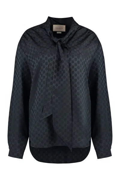 Gucci Silk Blouse In Black  