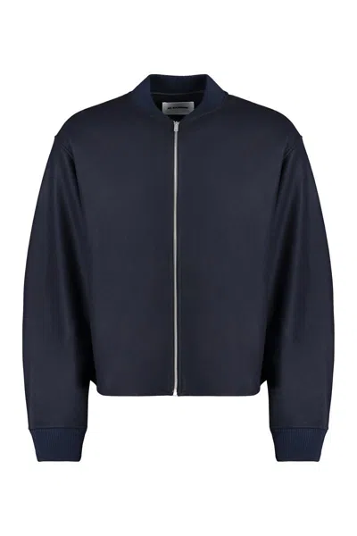 Jil Sander Men's Wool Alpaca Knit Bomber Jacket In Black