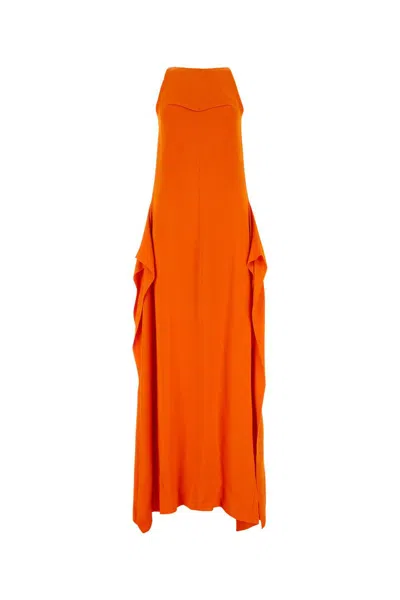 Lanvin Bright Sleeveless Long Dress In Orange