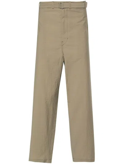 Lemaire Tapered Trousers With Belt In Kaki