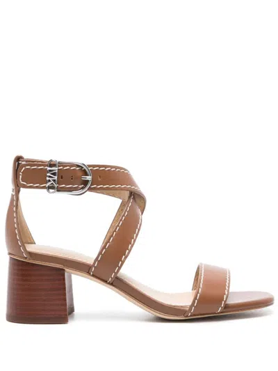 Michael Kors Ashton Leather Sandals In Leather Brown