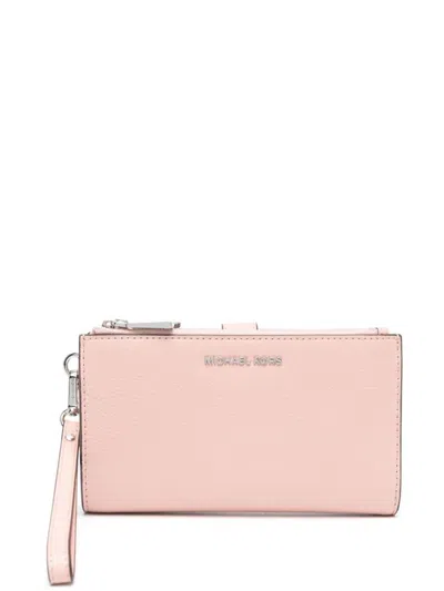 Michael Kors Jet Set Leather Clutch Bag In Powder