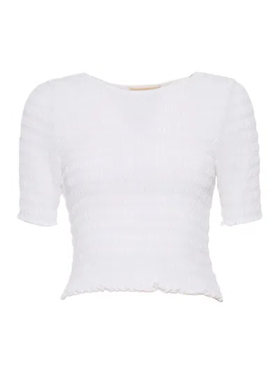 Michael Kors White Elastic Stretch T-shirt In Bianco