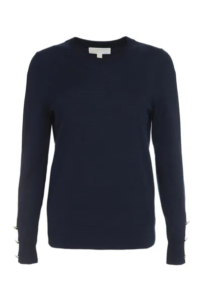 Michael Kors Wool Crew-neck Sweater In Blue