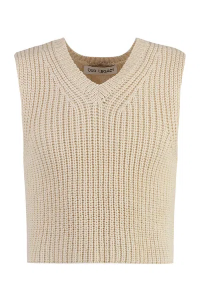 Our Legacy Neutral Intact Knitted Waistcoat In Neutrals