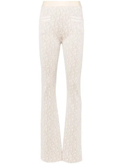 Palm Angels Monogram Jacquard Knit Trousers In White