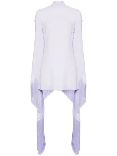 Taller Marmo Del Mar Fringed Mini Dress In Lilac