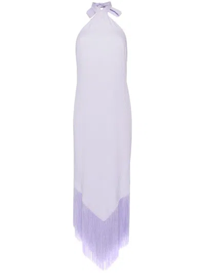 Taller Marmo Nina Fringed Long Dress In Lilac