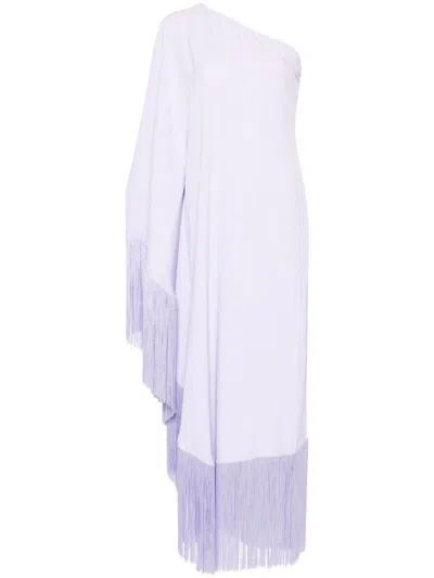 Taller Marmo Spritz Fringed Crêpe Cady Gown In Lilac