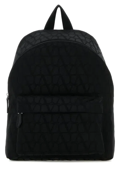 Valentino Garavani Toile Iconographe Backpack In Black