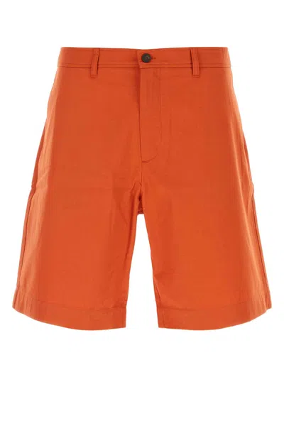 Maison Kitsuné Dark Orange Cotton Bermuda Shorts In Paprika