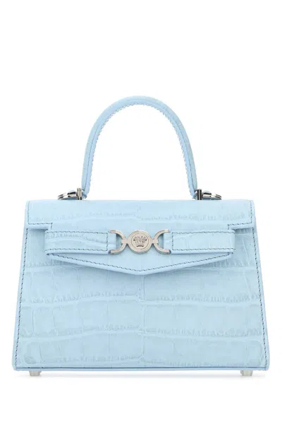 Versace Pastel Light-blue Small Medusa 95 Handbag In 1vd6p95pastelbluepalladium