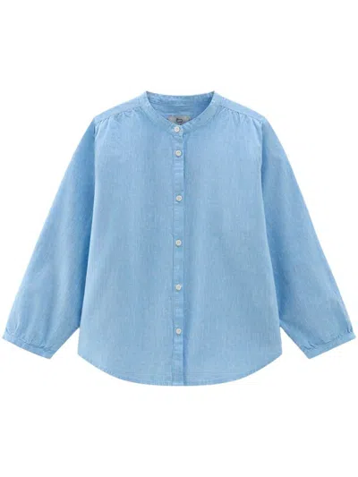 Woolrich Cotton And Linen Blend Shirt In Clear Blue