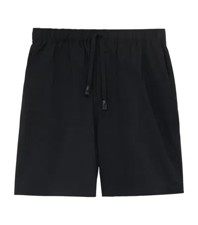 Loewe Paula's Ibiza Wide-leg Cotton-blend Poplin Shorts In Black