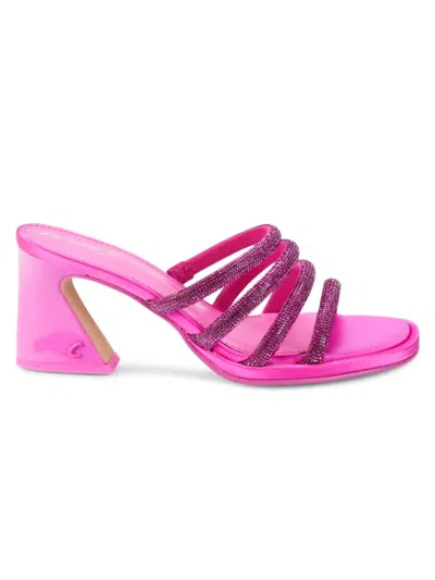 Circus Ny Heddie Rhinestones Strappy Flare-heel Sandals In Pink