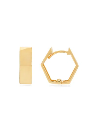 Saks Fifth Avenue Made In Italy Women's 14k Yellow Gold Hexagon Huggie Earrings